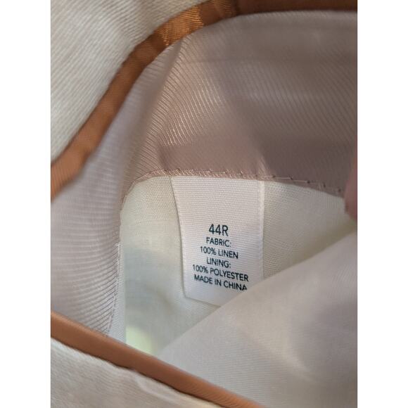 Ivory Linen 2 Button Notch Lapel Blazer 44R by Saddlebred EUC - Picture 5 of 16